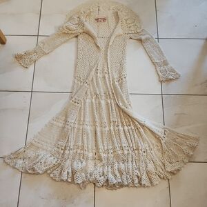 Free People Cream Crochet Cardigan